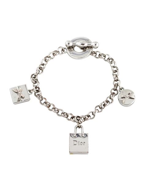 dior charm bracelet silver|christian dior braided bracelet.